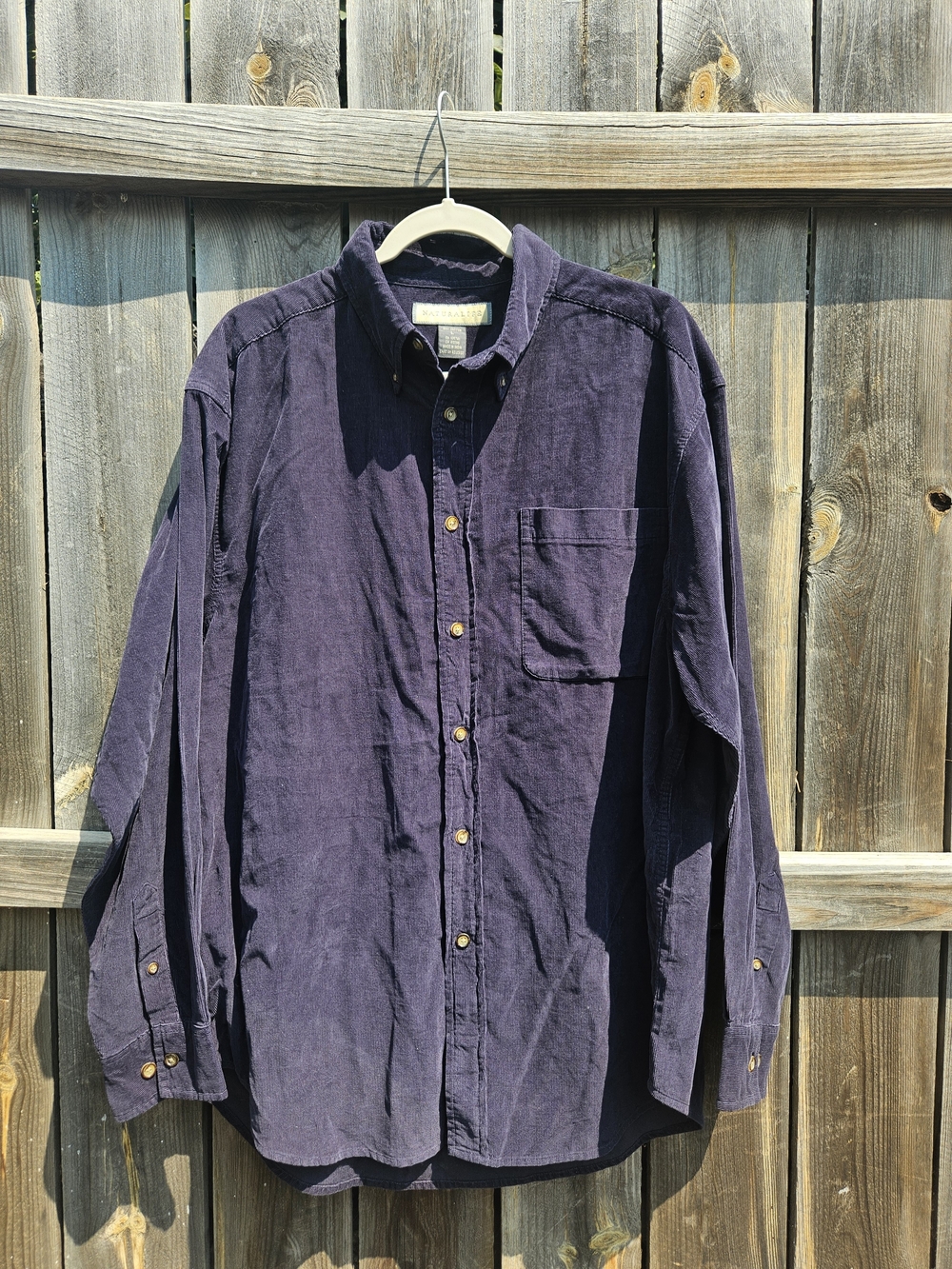 Natural Life mens Button Down shirt large Corduroy 100% Cotton Blue  Fibers